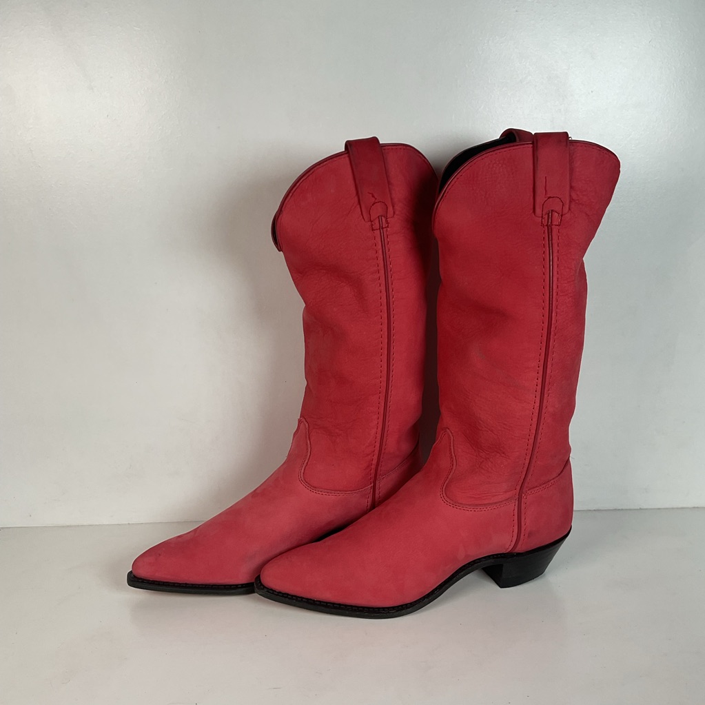 Vintage Wrangler Dusty Rose Nubuck Cowgirl Boots 8.5 M Usa Made